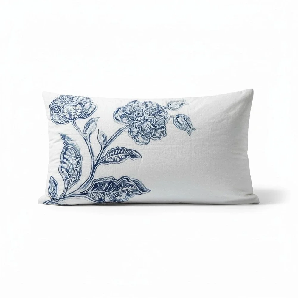 Croscill Davenport King Sham Blue White Floral Toile 36x20‎ Cotton Bedding